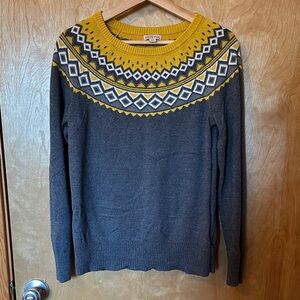 Lightweight Cotton Yellow and Charcoal Geometric Sweater